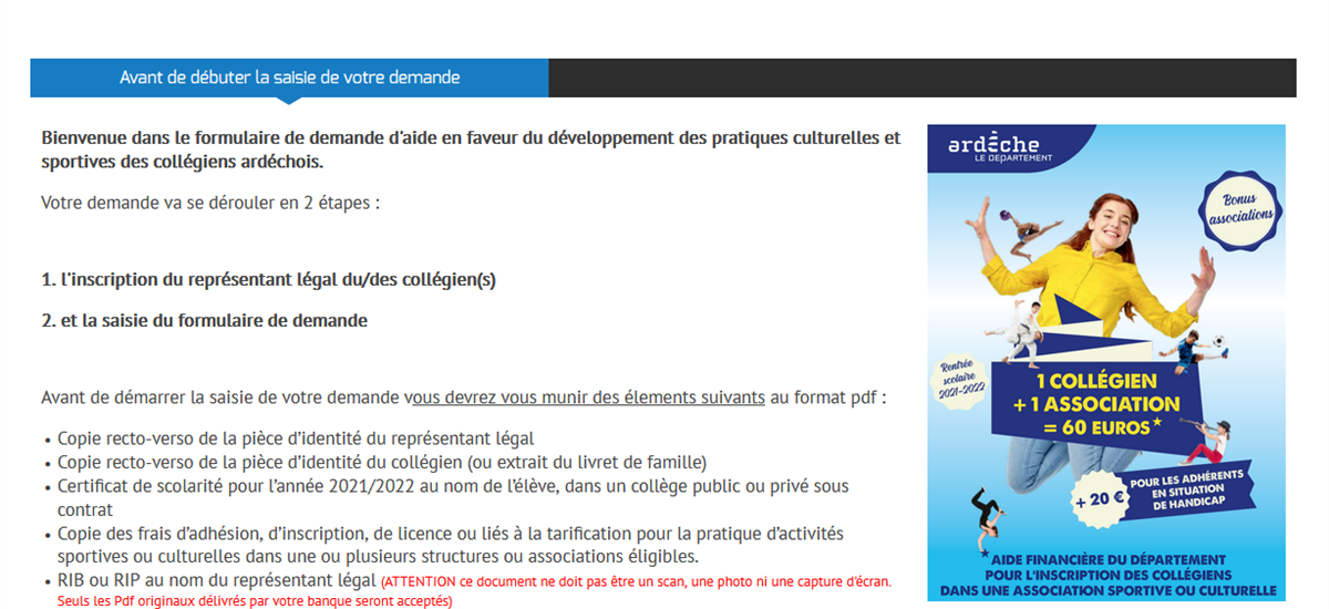 Dématérialisation des demandes d'aides pour les collégiens